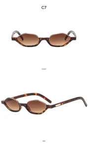 Nueva moda gafas de sol poligonales montura pequena carey degradado marron elegante chic