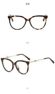 Retro tortoise shell cat eye glasses detail, metal temples with heart decor C11 view.