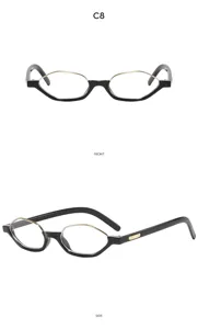 Gafas de sol poligonales de montura pequeña con diseño negro y dorado para uso diario.