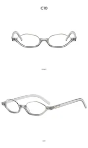 Gafas de montura poligonal pequeña en gris transparente, estilo chic para uso diario cool.
