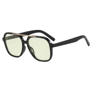 Occhiali da sole da aviatore quadrati a doppio ponte alla moda per uomo e donna, protezione UV.