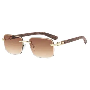 Hommes Femmes Luxe Lunettes de Soleil Carrées Sans Monture Protection UV Mode Extérieur