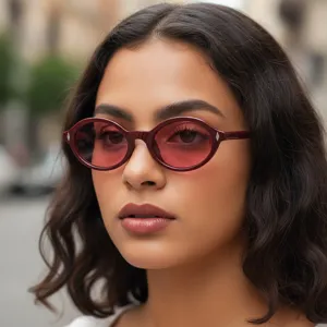 Retro oval sunglasses with metal rivet details, UV400 protection, stylish eyewear.
