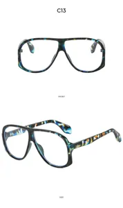 Occhiali da sole oversize retrò per uomo e donna, montatura tartarugata blu.