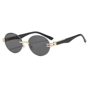 Gafas de sol redondas sin montura de moda vintage puente de metal gafas de sol retro.