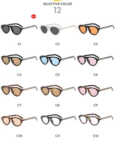Lunettes de soleil œil-de-chat rétro avec rivets, disponibles en douze coloris tendance.