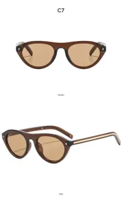 Lunettes de soleil chat marron vintage pour femme avec branches élégantes en métal.