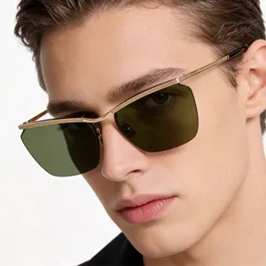 Vintage Luxury Metal Browline Γυαλιά Ηλίου για Γυναίκες Άνδρες Μόδα Πολύγωνο Υπερμεγέθη Γυαλιά Ηλίου Προστασία UV400 Street Fashion Eyewear