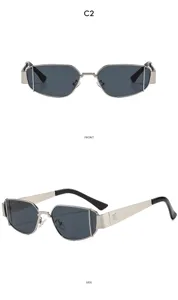 Gafas de sol cuadradas de metal con estructura de doble alambre para estilo urbano.