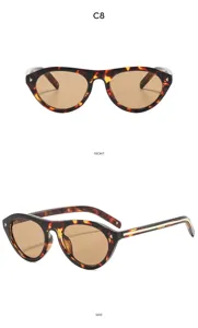 Chics lunettes de soleil cat-eye vintage écaille de tortue avec verres marron tendance.