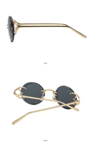 Retro ronde metalen rimless zonnebril voor heren en dames, stijlvolle oogbescherming.