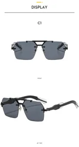 Y2K Streetwear Occhiali da Sole Poligono Doppio Ponte Tendenza Moda Hip Hop Unisex