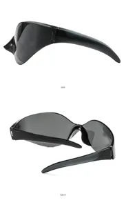 Detailansicht futuristischer Punk Hip Hop Sonnenbrillen, schlankes Design und dunkle Gläser.