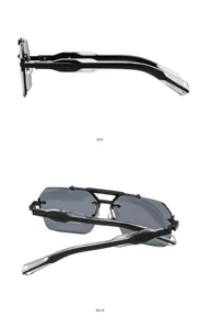 Occhiali da sole poligonali futuristici a doppio ponte Y2K per la moda streetwear e ciclismo.