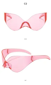 Europäische und amerikanische Punk Hip-Hop Sonnenbrille, pinke Oversized Visier Brille.