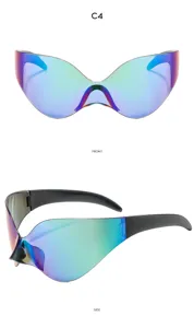 Futuristische Punk Schild Sonnenbrille mit bunten Farbverlaufslinsen für Outdoor Streetwear.