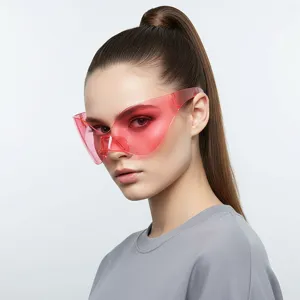 Moderne futuristische Punk Sonnenbrille in Rosa trendige Streetstyle Brille Outdoor Sonnenschutz