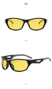 Lunettes de soleil de sport en plein air cyclisme verres jaunes monture noire unisexe.