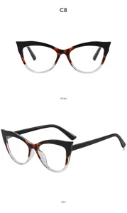 Stylish cat eye optical glasses frame with tortoiseshell and black gradient design for women.