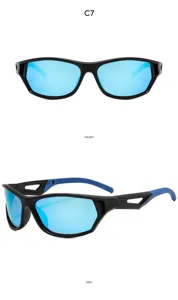 Lunettes de soleil de sport pour cyclisme en plein air avec verres réfléchissants bleus.