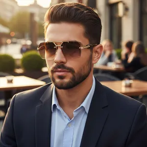 Occhiali da sole poligono uomo doppio ponte protezione UV tendenza stile streetwear