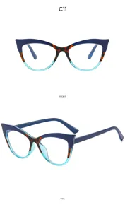 Fashion cat eye blue light blocking glasses stylish color block optical eyewear frame for women