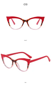 Trendy cat-eye sunglasses with red leopard gradient frames for women outdoor streetwear Y2K.