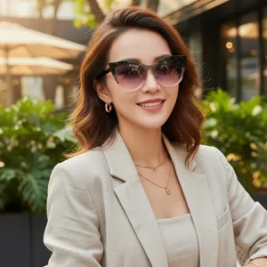 Fashion cat-eye sunglasses for women, trendy gradient lens eyewear for outdoor street style.