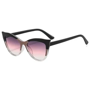 Trendy Y2K cat-eye sunglasses for women, chic gradient lenses and stylish black frame.