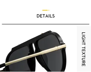 Nahaufnahme Detail der modischen großen Piloten-Sonnenbrille mit goldenen Bügeln und Rahmen.