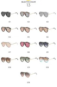 Modische Oversized Piloten-Sonnenbrille für Damen und Herren, Metallfassung in 13 Farben.