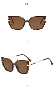 Vintage große Katzenauge quadratische Sonnenbrille, stilvolle Schildpatt Mode UV.