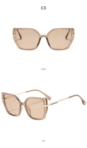 Detailansicht der trendigen Cateye Sonnenbrille mit Farbverlauf und eleganten Metallbügeln.