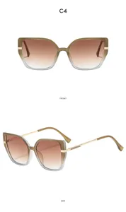 Große quadratische Cat-Eye-Sonnenbrille mit Farbverlaufsgläsern und Metallbügeln.