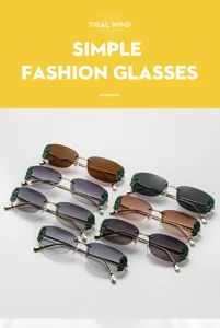 Gros plan détaillé de lunettes de soleil sans monture avec un élégant décor de feuilles.