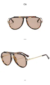 Modische übergroße Piloten-Sonnenbrille für Damen und Herren, UV-Schutz Metallrahmen.