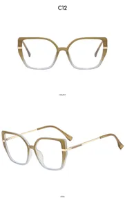 Retro große Katzenauge Brillenrahmen, stilvolle Farbverlauf optische Brille Damen Alltag.