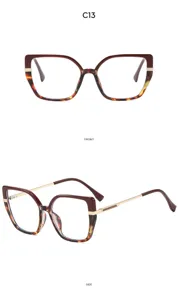 Detailansicht von Retro Schildpatt Katzenaugen Brille, stilvolle Metallbügel, schickes Design.