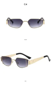 Gafas de sol cuadradas de metal chic con lentes degradadas para un estilo callejero.