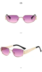 Gafas de sol degradadas con montura de metal y diseño de alambre único para estilo urbano.