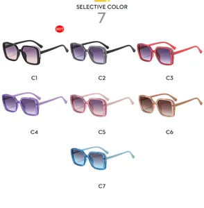 Occhiali da sole quadrati per bambini tendenza protezione UV colorati simpatici 7 colori