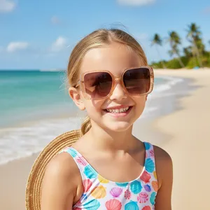 Occhiali da sole quadrati con glitter per bambini, eleganti occhiali da spiaggia.