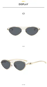 Occhiali da sole vintage a doppio ponte stile gatto in metallo per donna e uomo moda