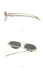 Occhiali da sole retro in metallo doppio ponte cat eye per uomo e donna alla moda trendy.