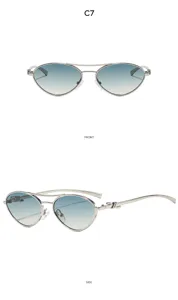 Occhiali da sole cat eye metallo doppio ponte vintage con lenti sfumate donna uomo