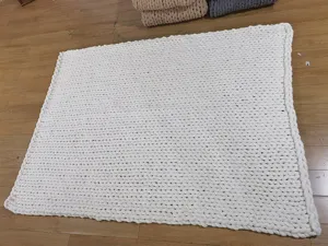 Weißer grob gestrickter Chenille Decke handgemachte kuschelige Wohndecke fürs Sofa