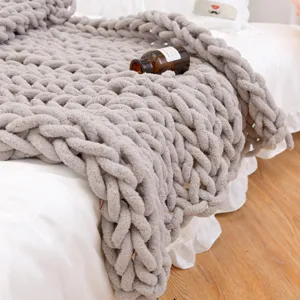 Grobe Strickdecke weiche Chenille Wohndecke für Sofa Bett Wohnzimmer Deko Fotografie Requisite.