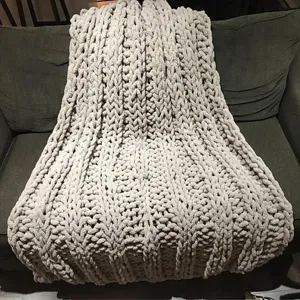 Grob gestrickte Chenille Decke weich kuschelig warm Wohndecke fuer Sofa und Bett Deko