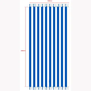 Mexican style striped woven blanket with tassels, ideal for beach, picnic and outdoor activities.