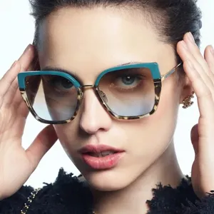 Schicke Oversize Katzenauge Sonnenbrille für Damen, Vintage Quadrat Farbverlauf Gläser Mode.
